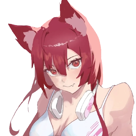 Amanda, a red haired cat girl looking at the viewer with her hands in a cat nya position